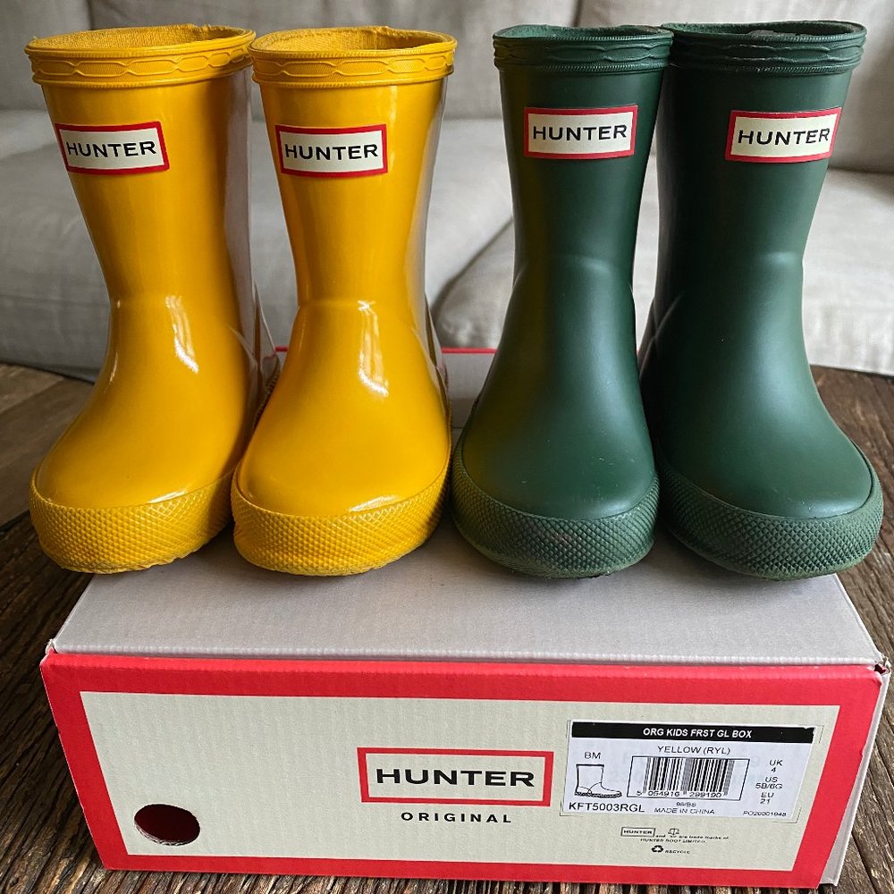 Hunter Boots Toddler Size 5 Yellow Green
